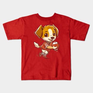 Cute Puppy Playing American Football Kids T-Shirt